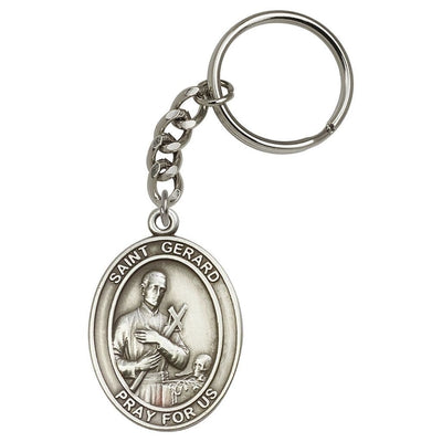 Oval St Gerard Majella Pewter Key Chain, Measures 1 7/8 x 11/4, Bliss Manufacturing
