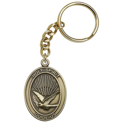 Engravable Oval Holy Spirit Dove Key Gold Chain, Measures 1 7/8 x 11/4, Bliss Manufacturing