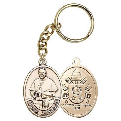 Gold Tone Pope Francis Key Chain, Made in USA, Bliss Manufacturing