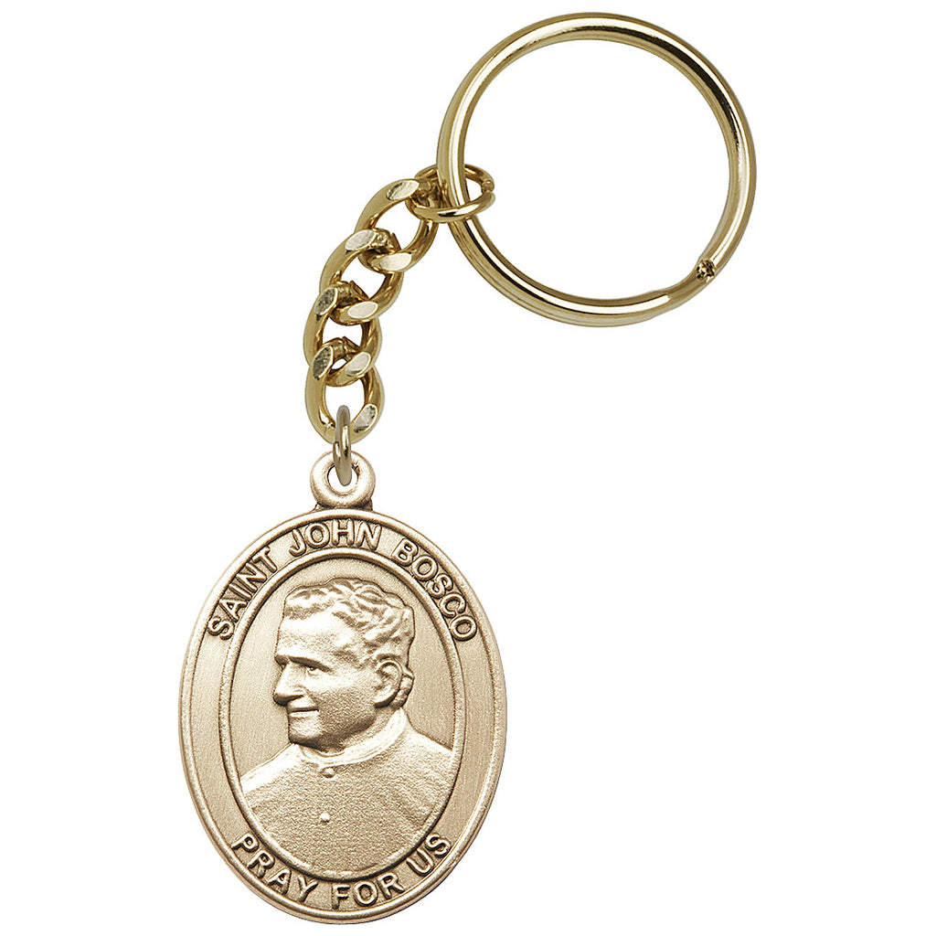 Gold Engravable Oval St John Bosco Key Chain