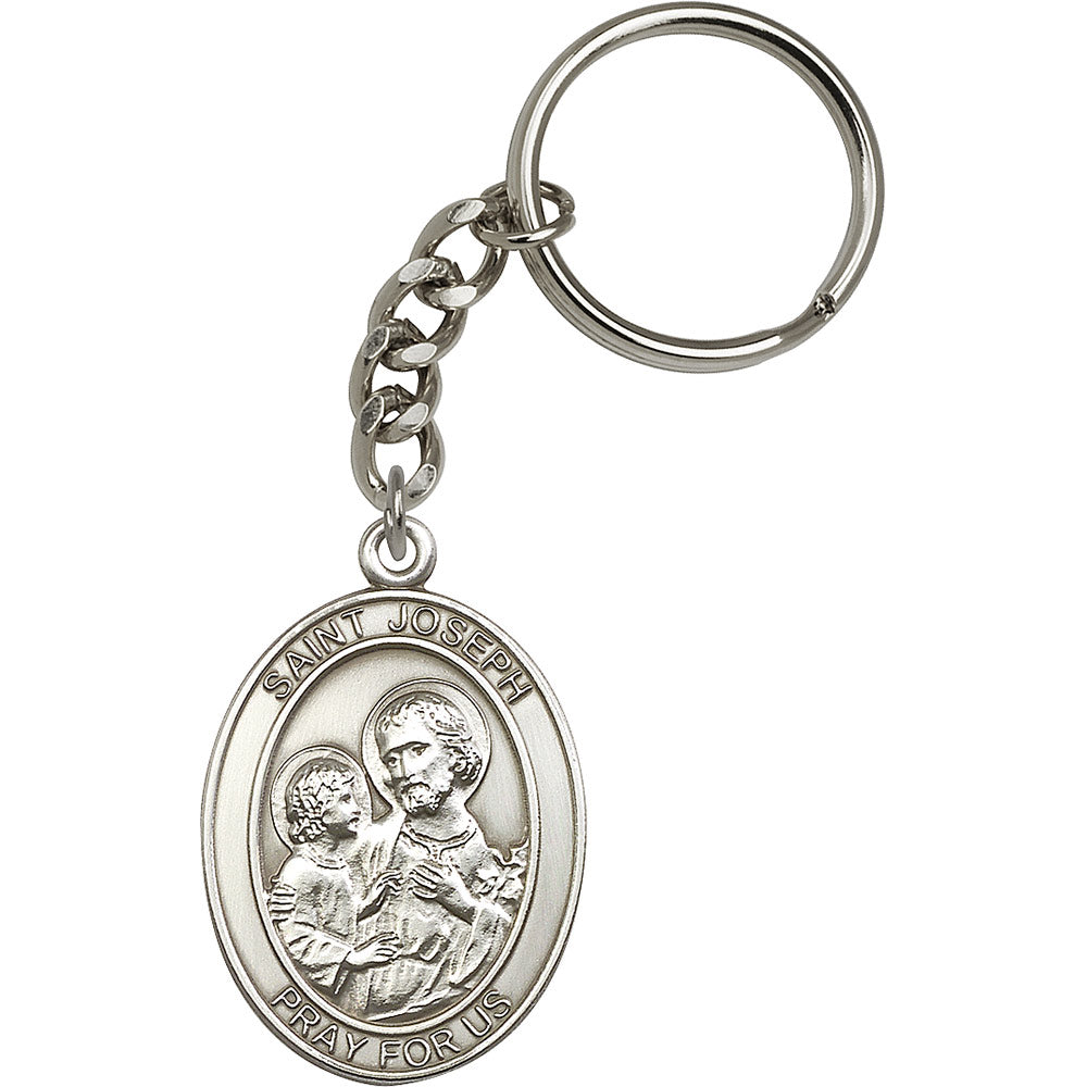 Bliss Manufacturing Engravable Oval Joseph Silver Key Chain,