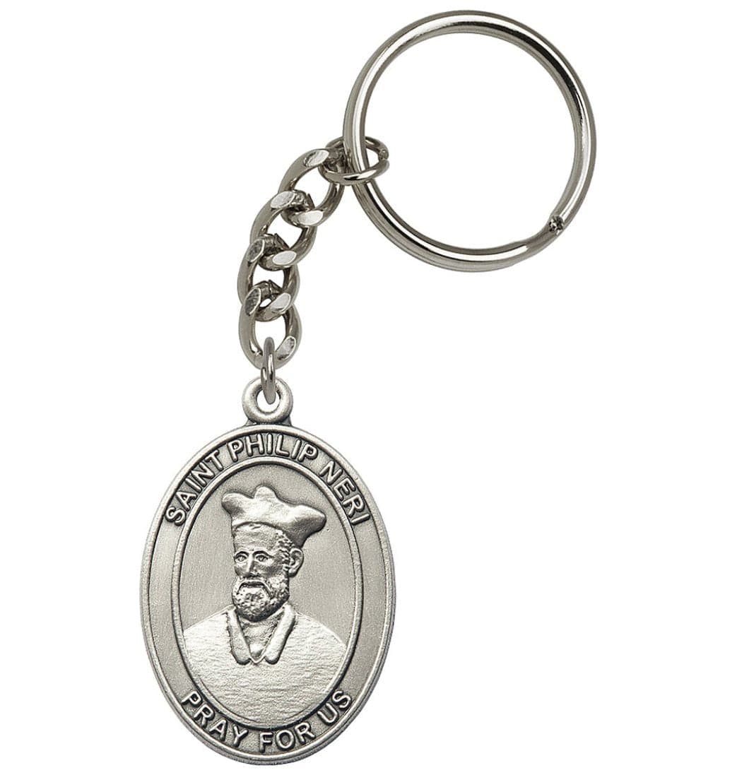 Bliss Manufacturing Engravable Oval St Philip Neri Key Chain