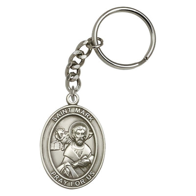Pewter Engravable Oval St Mark the Evangelist Key Chain, Measures 1 7/8 x 11/4, Bliss Manufacturing