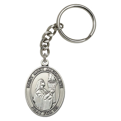 St. Mary Magdalene Engravable Oval Key Pewter Chain, Measures 1 7/8 x 11/4, Bliss Manufacturing