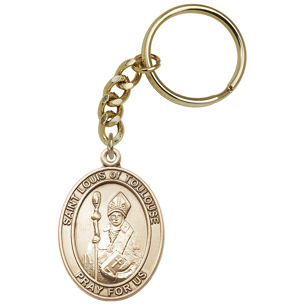 Gold Engravable Oval St Louis Toulouse Key Chain