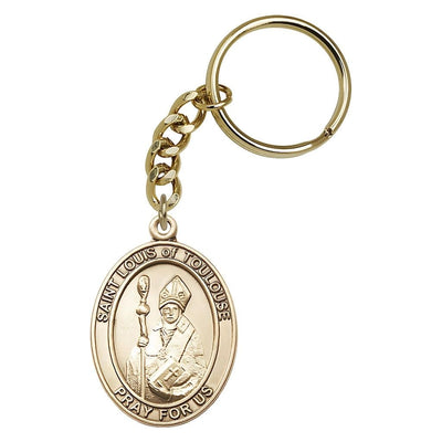 Gold Engravable Oval St. Louis Toulouse Key Chain, Measures: 1 7/8 x 1 ?, Bliss Manufacturing