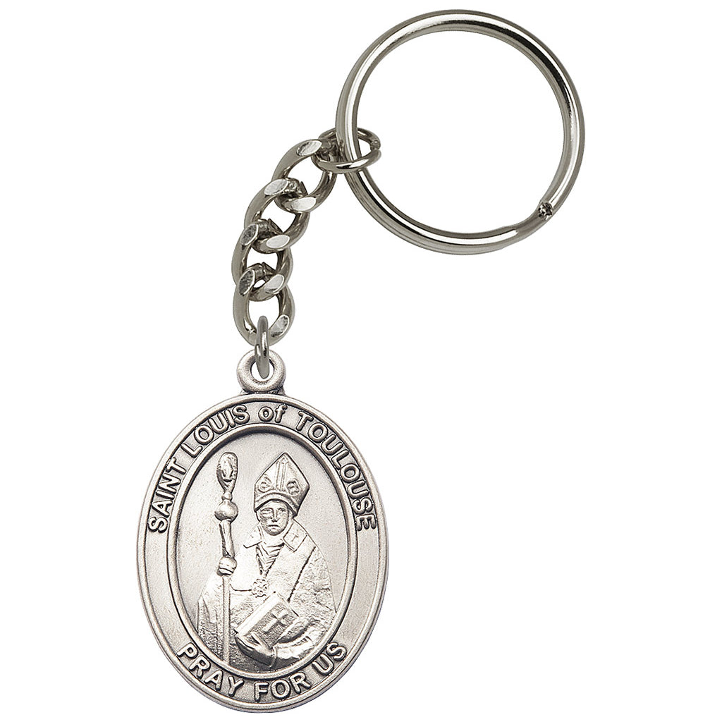 Pewter Engravable Oval St Louis Toulouse Key Chain