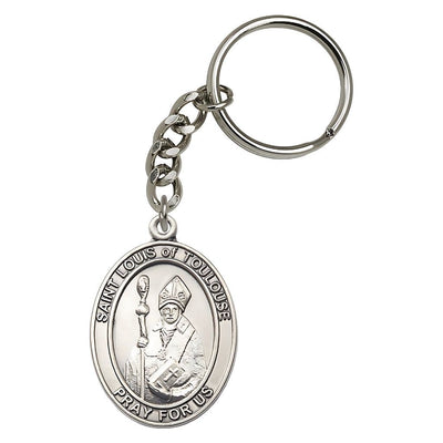 Pewter Engravable Oval St Louis Toulouse Key Chain, Measures: 1 7/8 x 1 ?, Bliss Manufacturing