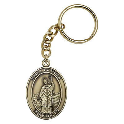 Gold Engravable Oval St Patrick Key Chain, Measures 1 7/8 x 11/4, Bliss Manufacturing