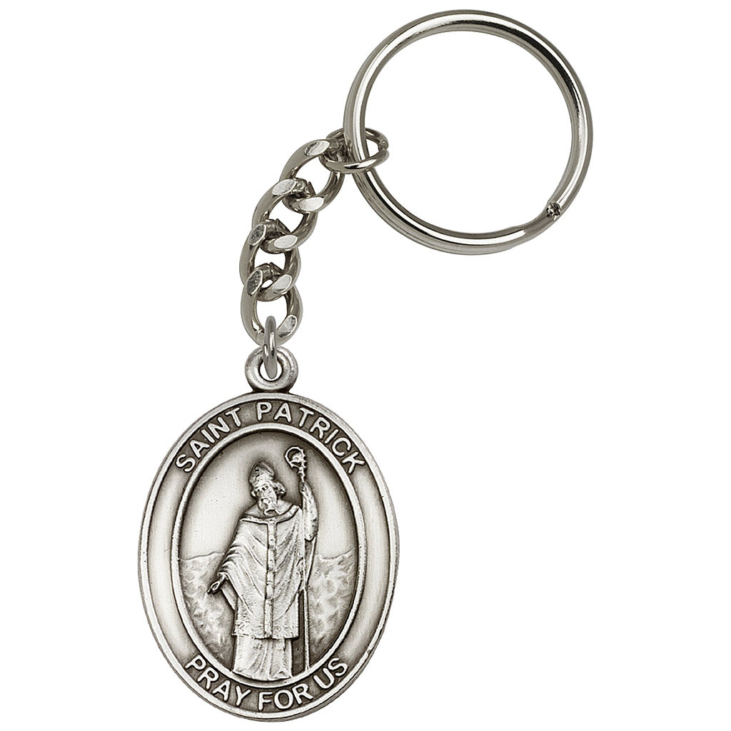 Pewter Engravable Oval St Patrick Key Chain