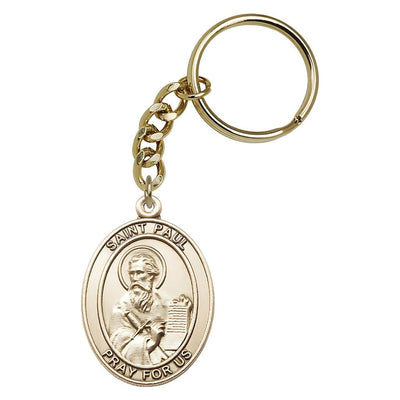 Gold Engravable Oval St Paul the Apostle Key Chain, Measures 1 7/8 x 11/4, Bliss Manufacturing