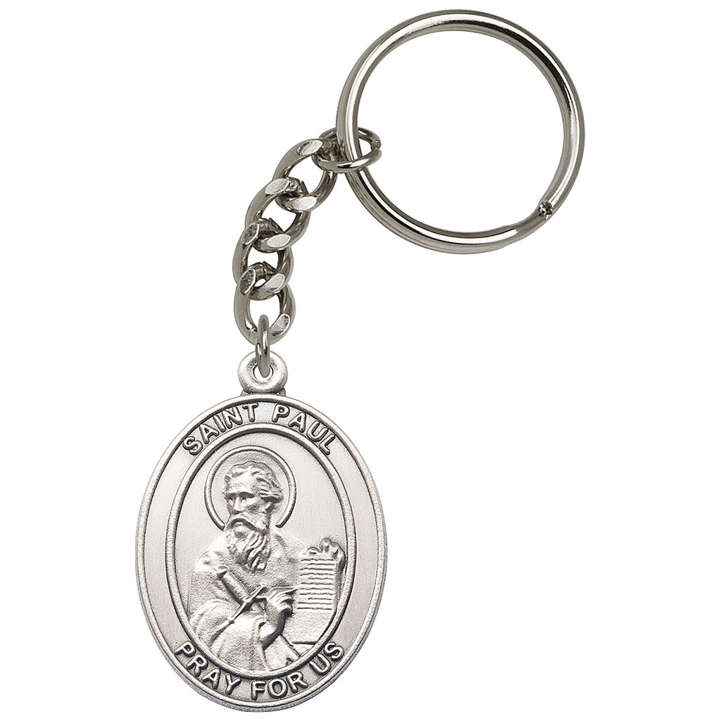 Pewter Engravable Oval St Paul the Apostle Key Chain