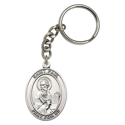 Pewter Engravable Oval St Paul the Apostle Key Chain, Measures 1 7/8 x 11/4, Bliss Manufacturing