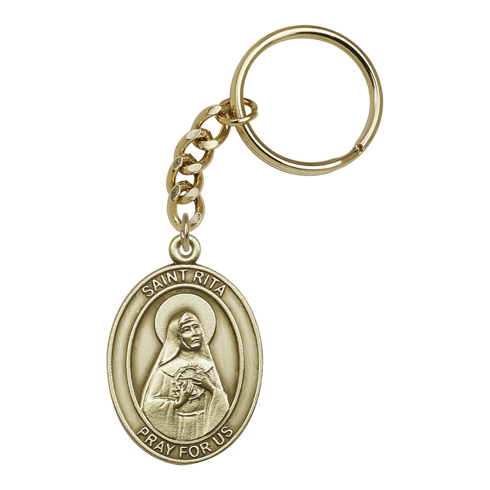 Bliss Manufacturing Engravable Oval St Rita of Cascia Key Chain