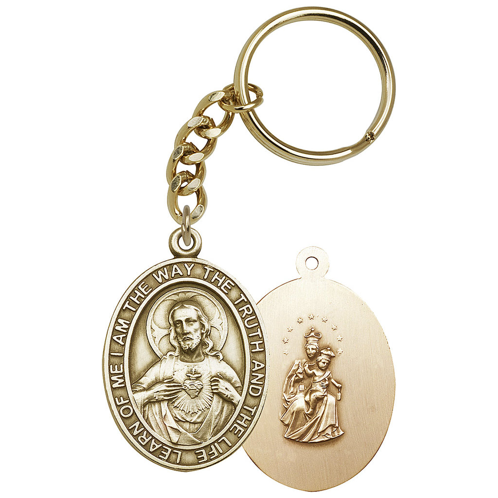 Gold Sacred Heart of Jesus Scapular Key Chain