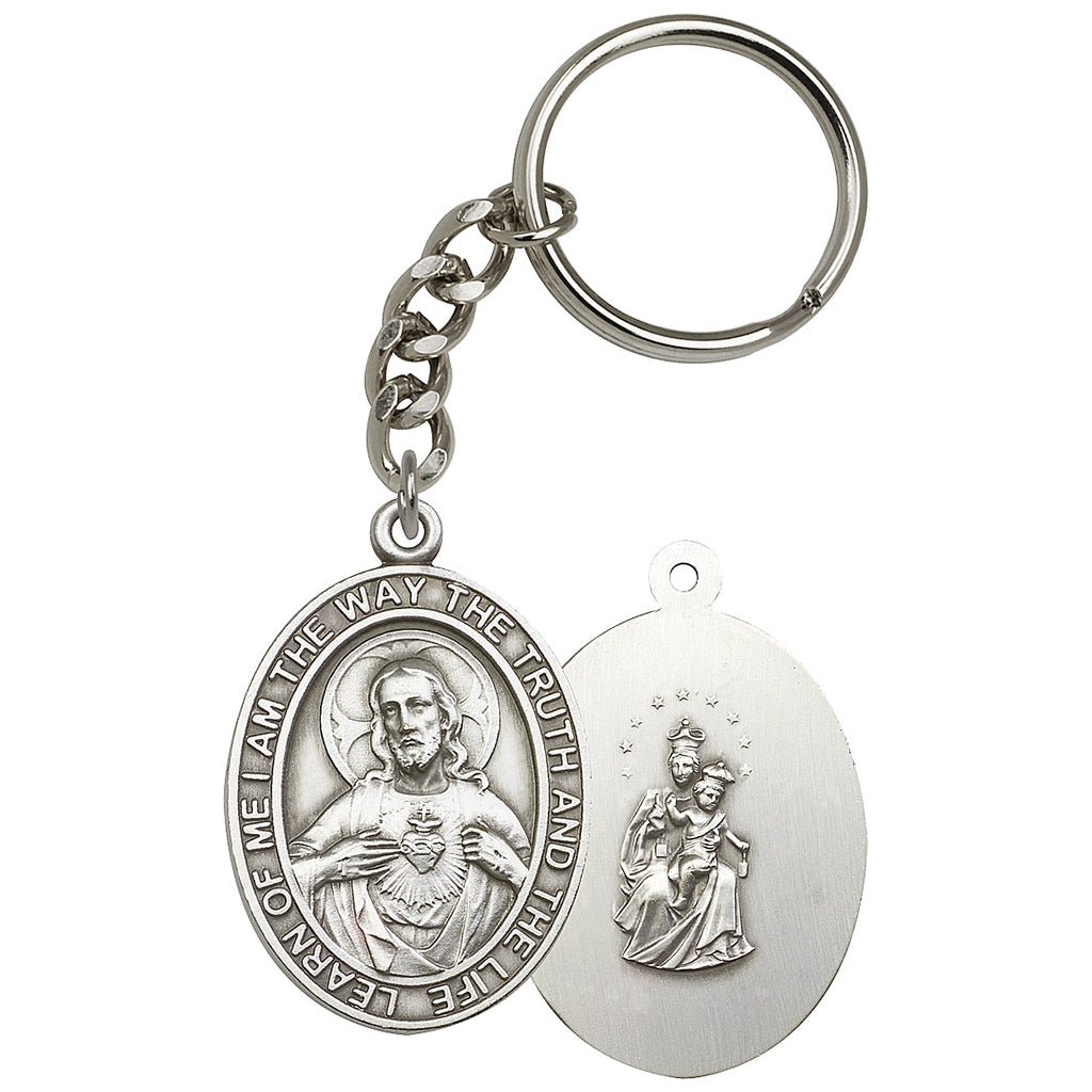 Pewter Sacred Heart of Jesus Scapular Key Chain