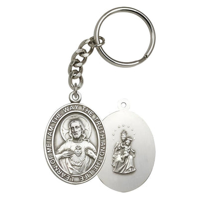 Sacred Heart of Jesus Scapular Key Chain in Pewter, Measures 1 7/8 x 11/4, Bliss Manufacturing