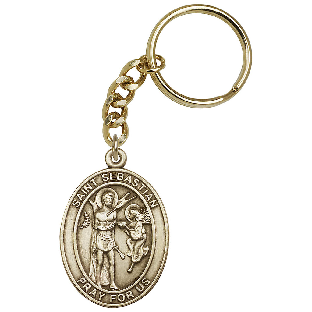 Bliss Manufacturing Engravable Oval St Sebastian Key Chain