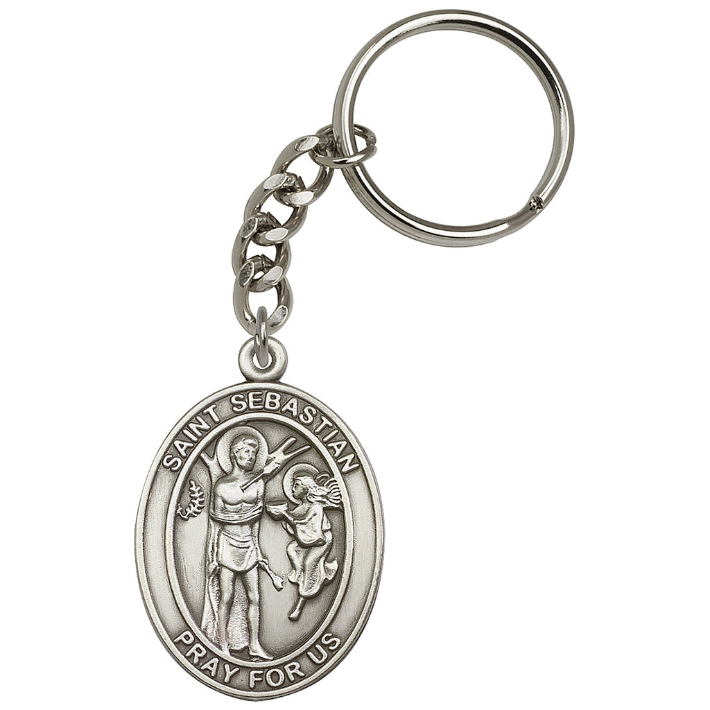 Bliss Manufacturing Engravable Oval St Sebastian Key Chain