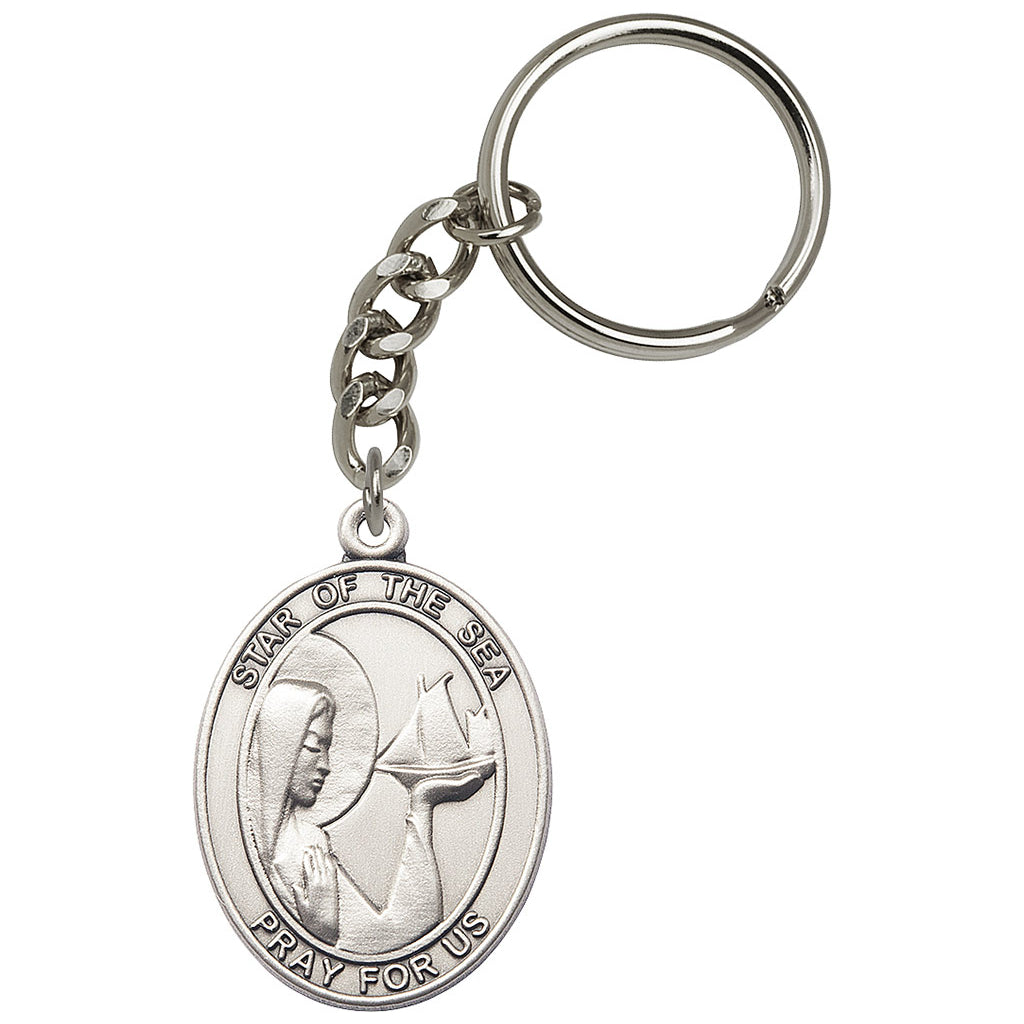 Bliss Manufacturing Engravable Oval Our Lady Star of the Sea Key Chain