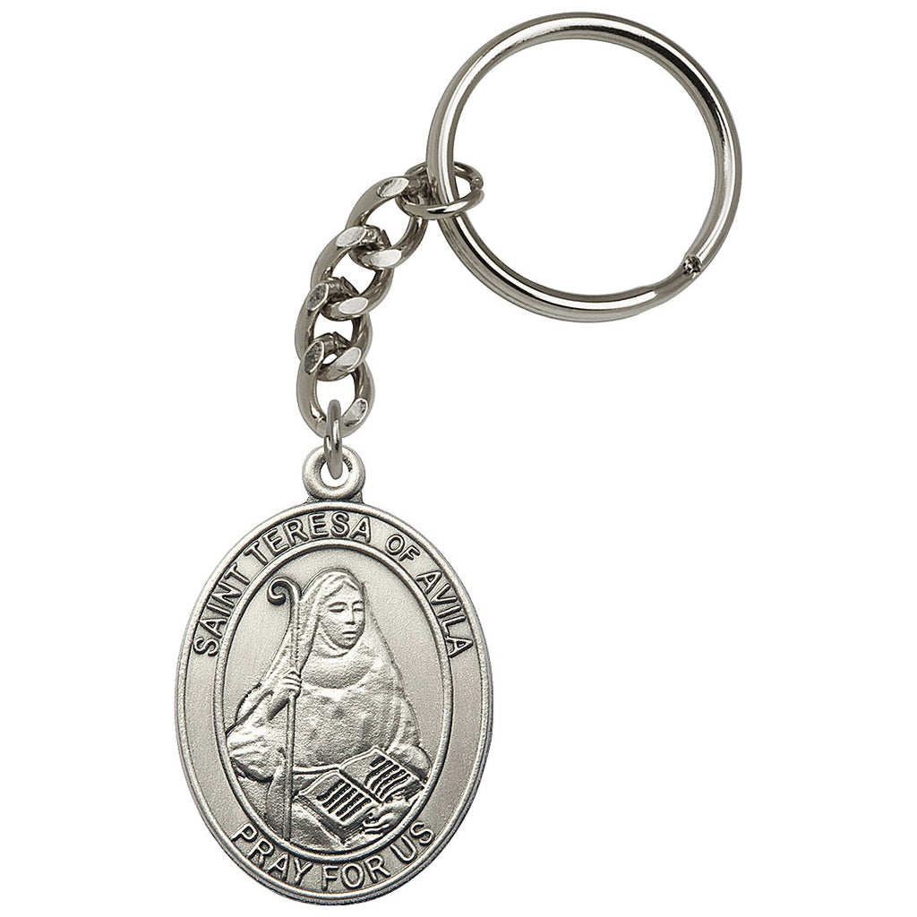 Bliss Manufacturing Engravable Oval St Teresa of Avila Key Chain