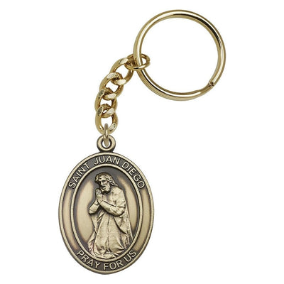 St. Juan Diego Engravable Oval Gold Tone Key Chain, Measures 1 7/8 x 11/4, Bliss Manufacturing
