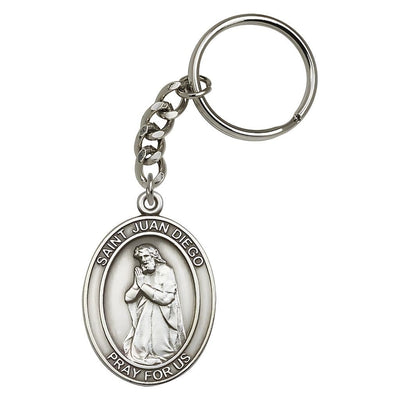 St. Juan Diego Engravable Oval Pewter Key Chain, Measures 1 7/8 x 11/4, Bliss Manufacturing