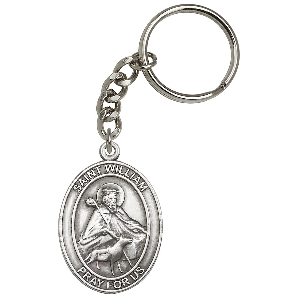 Pewter Engravable Oval St William of Rochester Key Chain