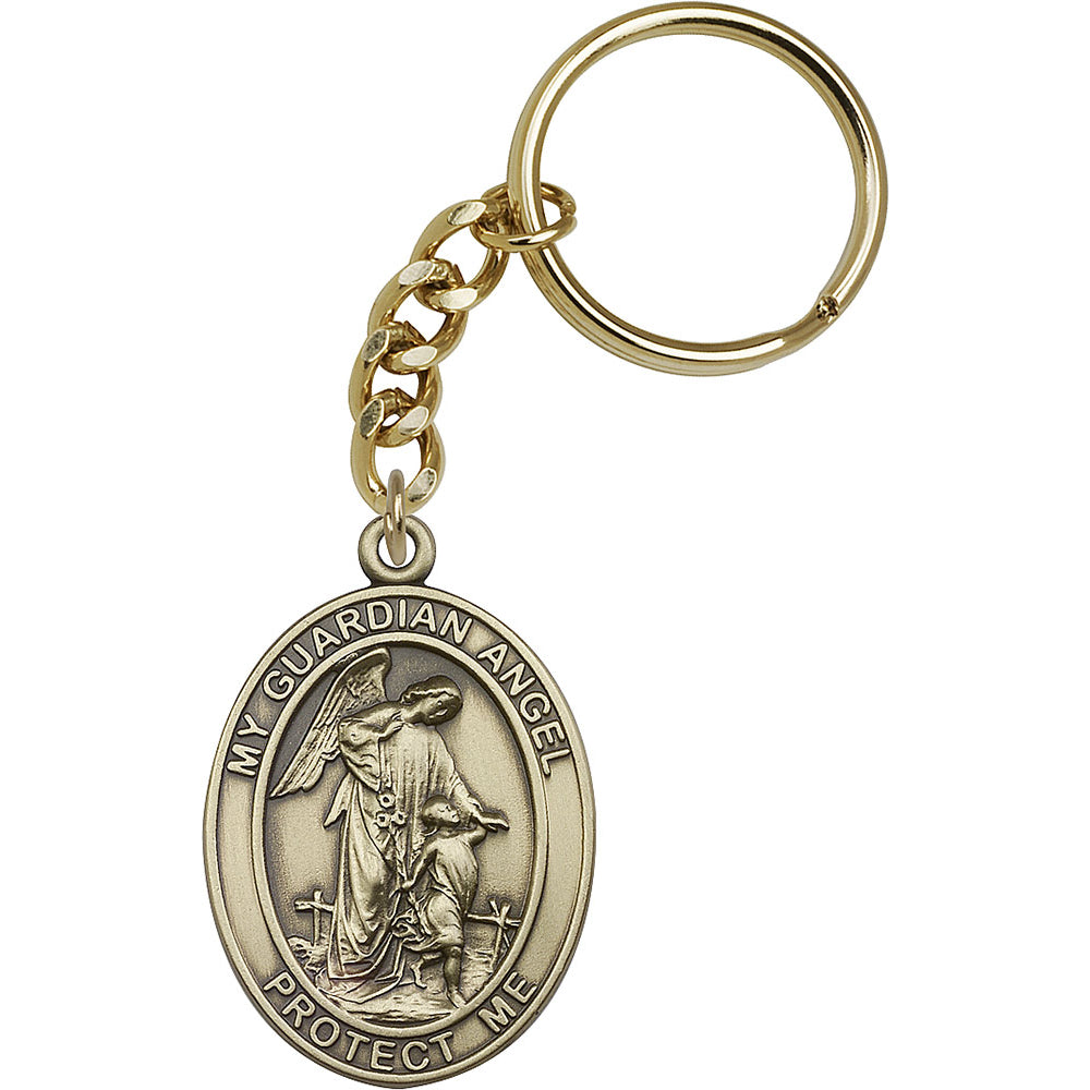 Bliss Manufacturing Gold Finish Guardian Angel Keychain,