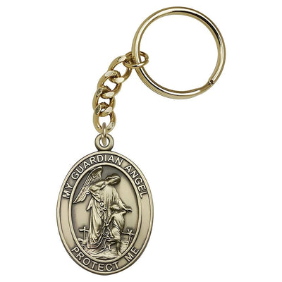 Gold Finish Guardian Angel Keychain, Measures 1 7/8 x 11/4, Bliss Manufacturing