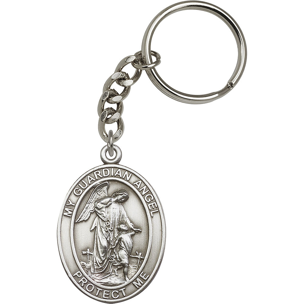 Bliss Manufacturing Silver Finish Guardian Angel Keychain,