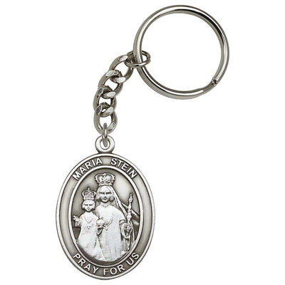 Pewter Oval Maria Stein Key Chain, Measures 1 7/8 x 11/4, Bliss Manufacturing