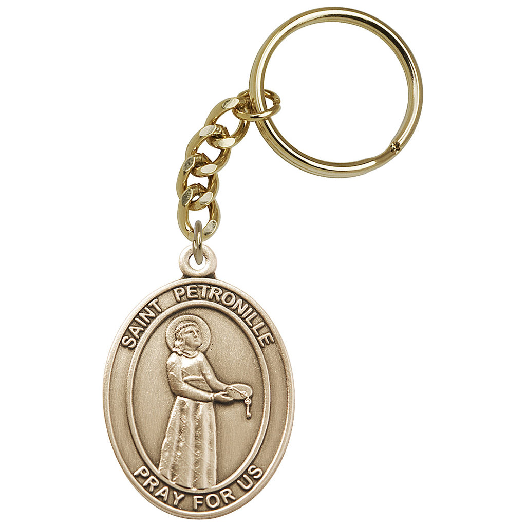 Gold Oval St Petronille Key Chain