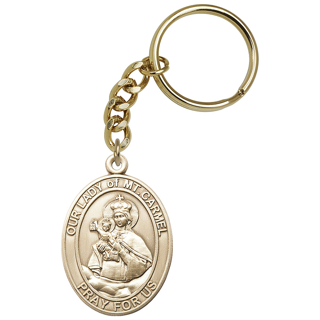 Gold Our Lady of Mount Carmel Scapular Key Chain