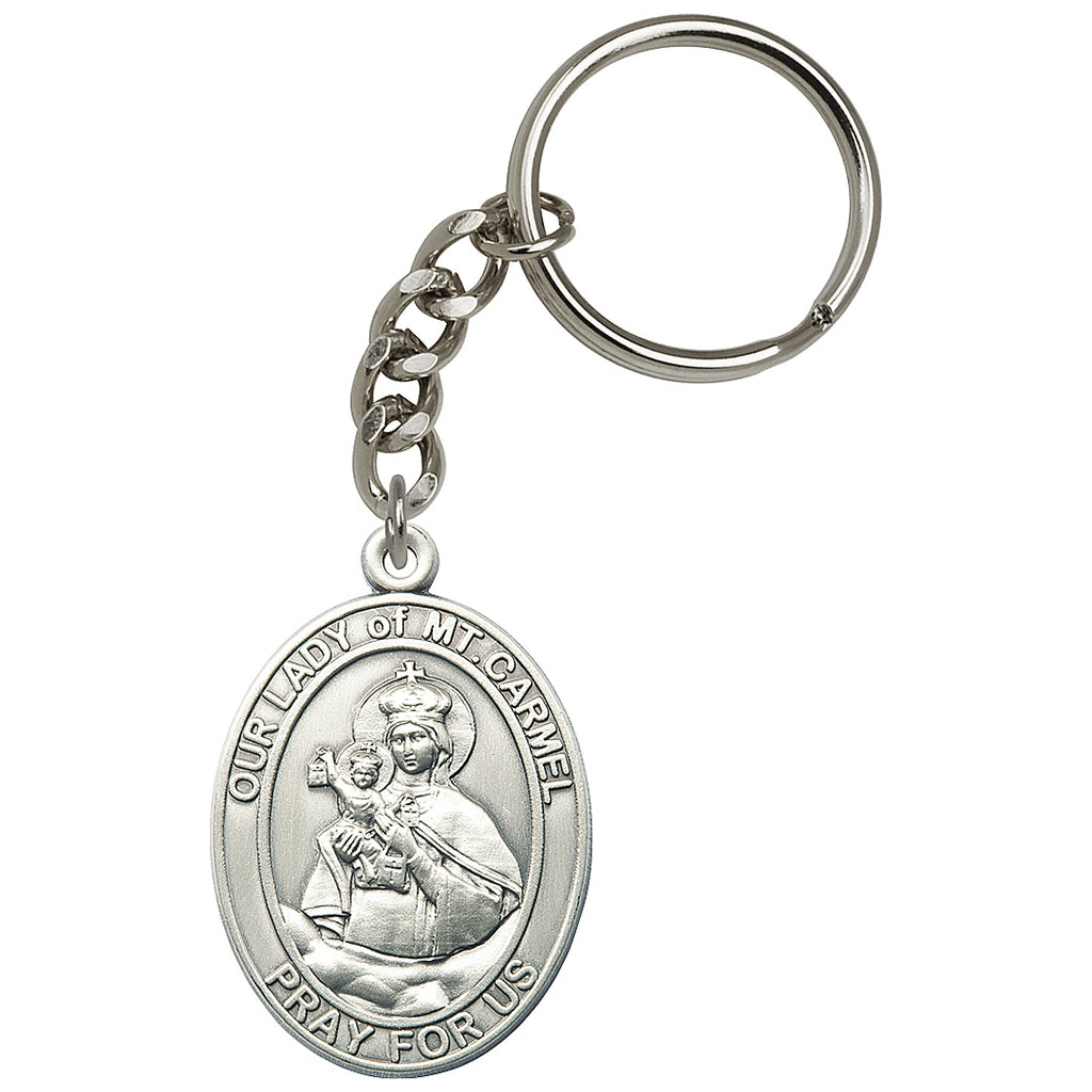 Pewter Our Lady of Mount Carmel Scapular Key Chain