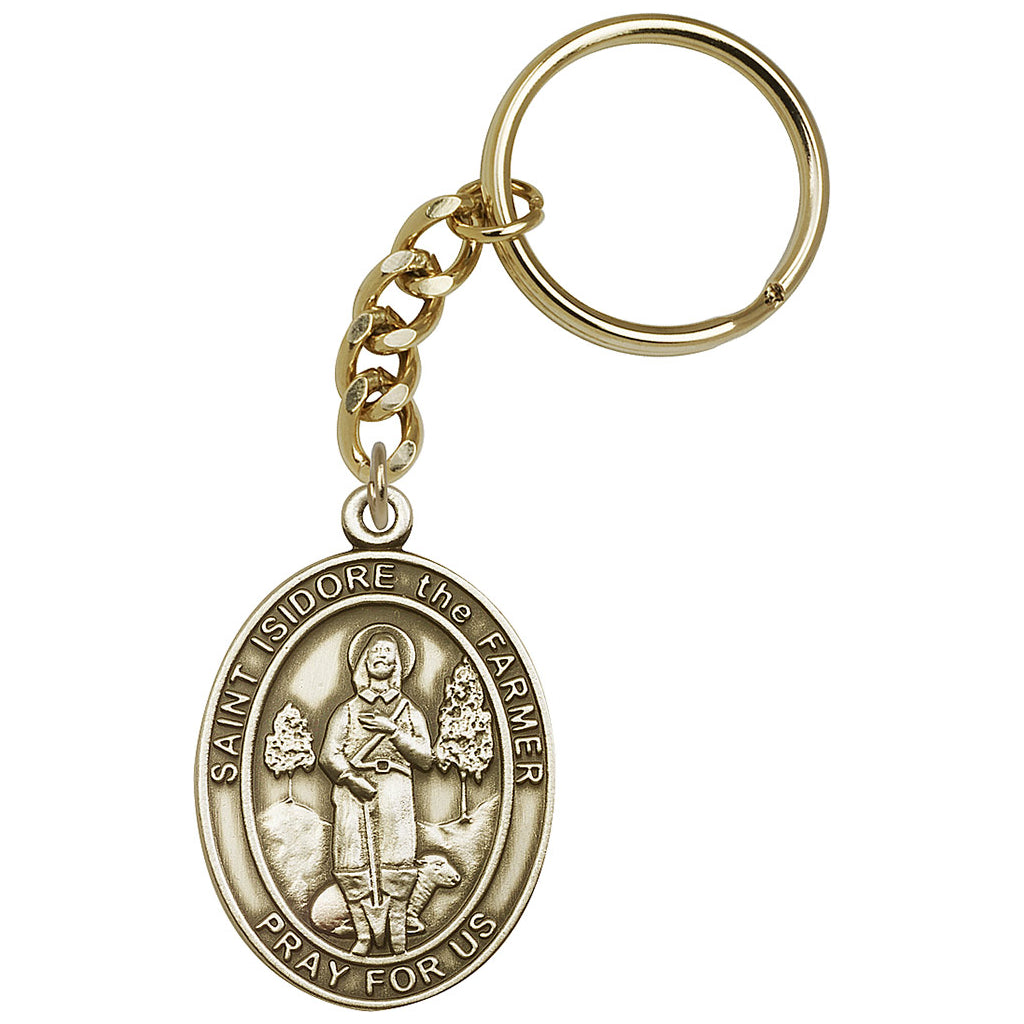 Bliss Manufacturing Engravable St Isidore the Farmer Oval Key Chain