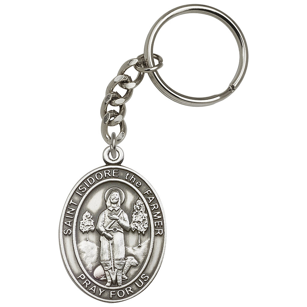 Bliss Manufacturing Engravable St Isidore the Farmer Oval Key Chain