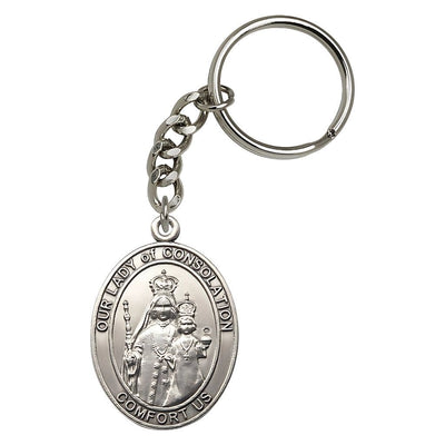 Our Lady of Consolation Engravable Key Chain in Pewter, Measures: 1 7/8 x 1 ?, Bliss Manufacturing