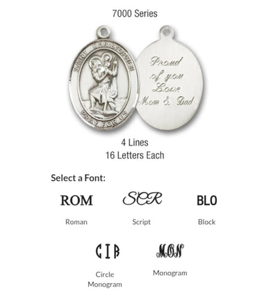 Engravable Oval Christian Cross Medal Necklace, sterling silver / gold-filled / 14kt gold, Bliss Manufacturing
