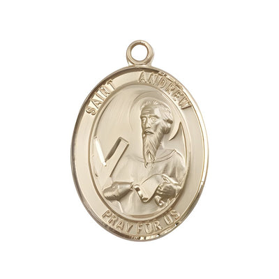 Large St. Andrew the Apostle 14kt Gold Oval Engravable Medal Pendant