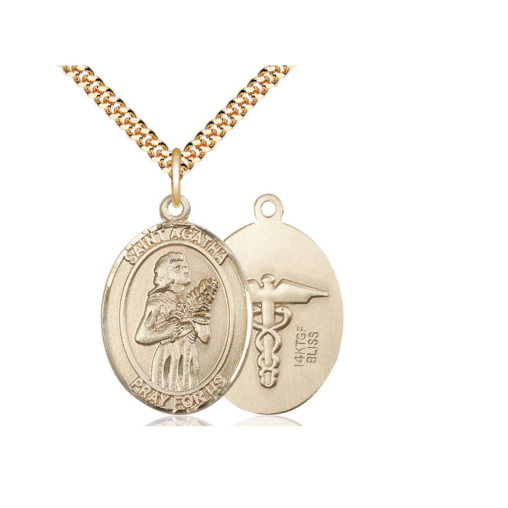 Bliss Large St Agatha Nurse Catholic Patron Saint Gold-filled Medal