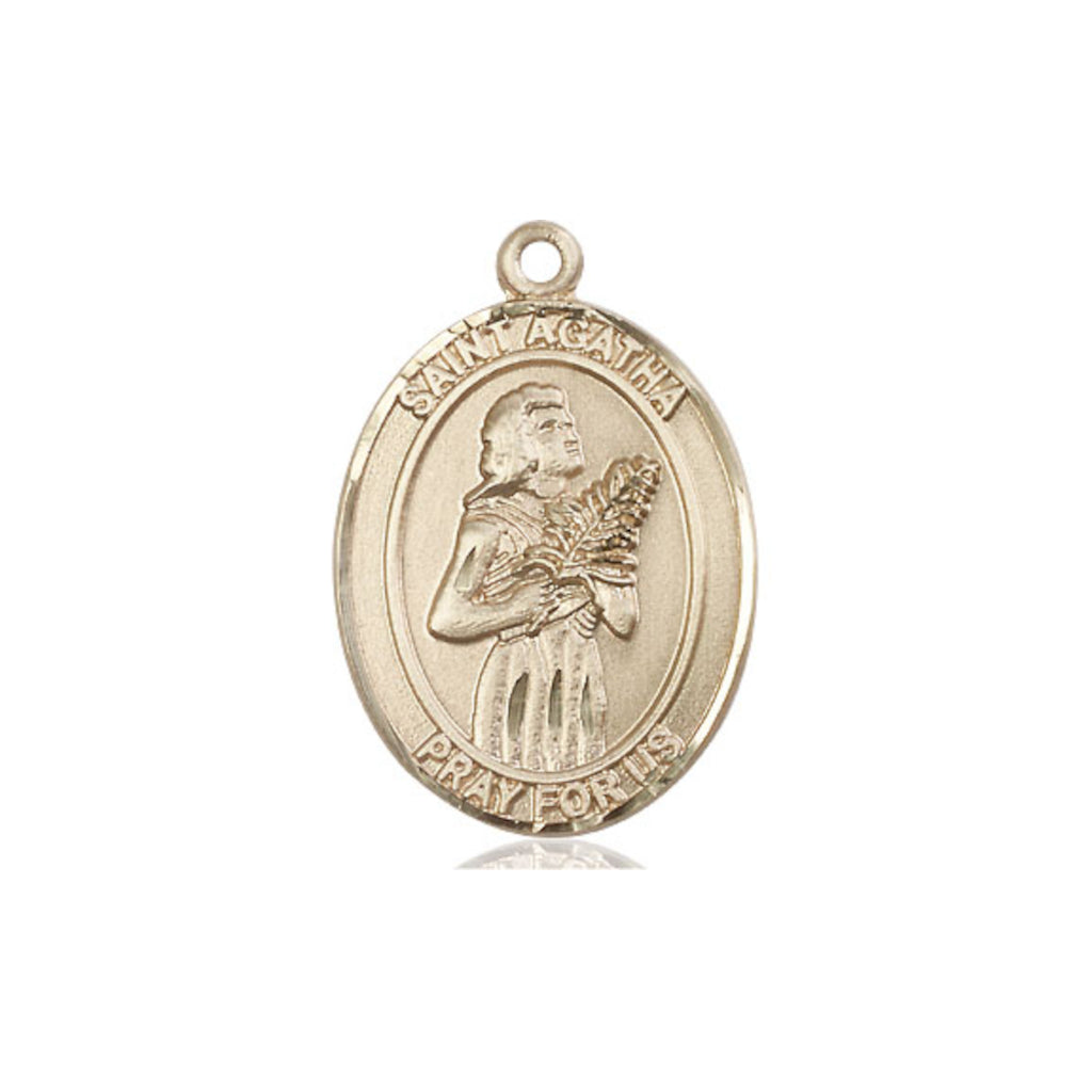 Bliss Large St Agatha Catholic Patron Saint 14kt Gold Medal