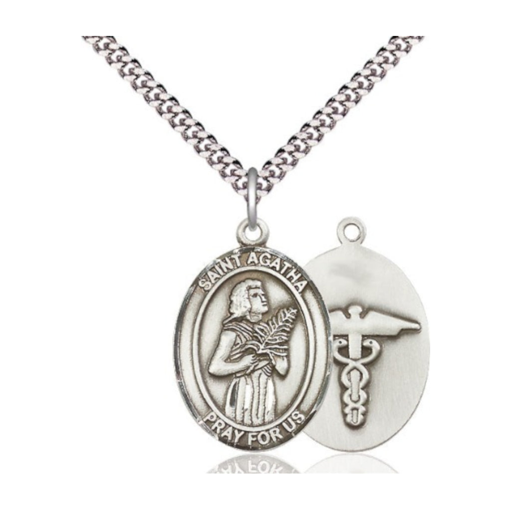 Bliss Large St Agatha Nurse Catholic Patron Saint Pewter Medal