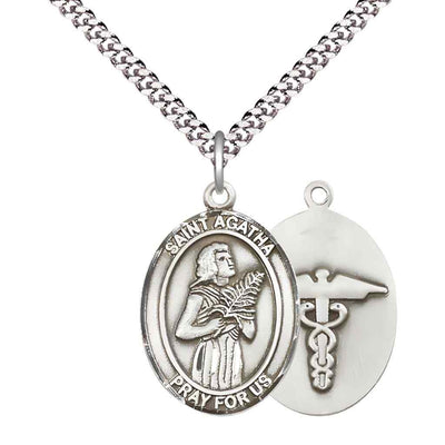 Large St Agatha Nurse Catholic Patron Saint Pewter Medal, Bliss Manufacturing