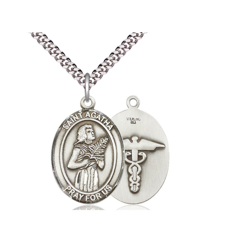 Bliss Large St Agatha Nurse Catholic Patron Saint Sterling Medal