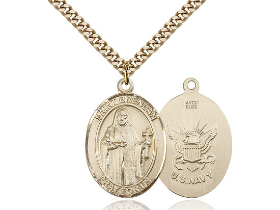 Bliss St Brendan Navy Catholic Saint Large Medal