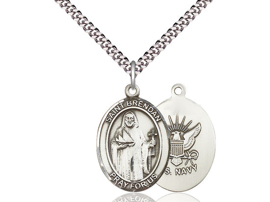 Bliss St Brendan Navy Catholic Saint Large Medal