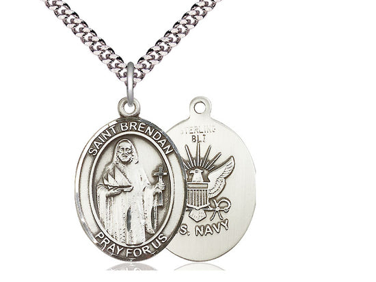 Bliss St Brendan Navy Catholic Saint Large Medal