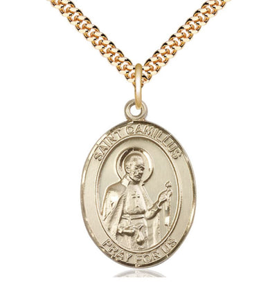 St Camillus of Lellis Medal Necklace, gold-filled, Bliss Manufacturing