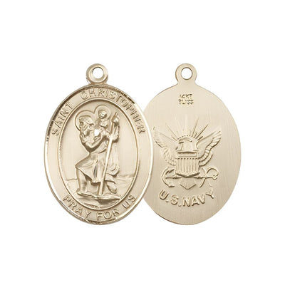 St, Christopher and U.S. Navy Emblem 14kt Gold, 1-inch, Bliss Manufacturing
